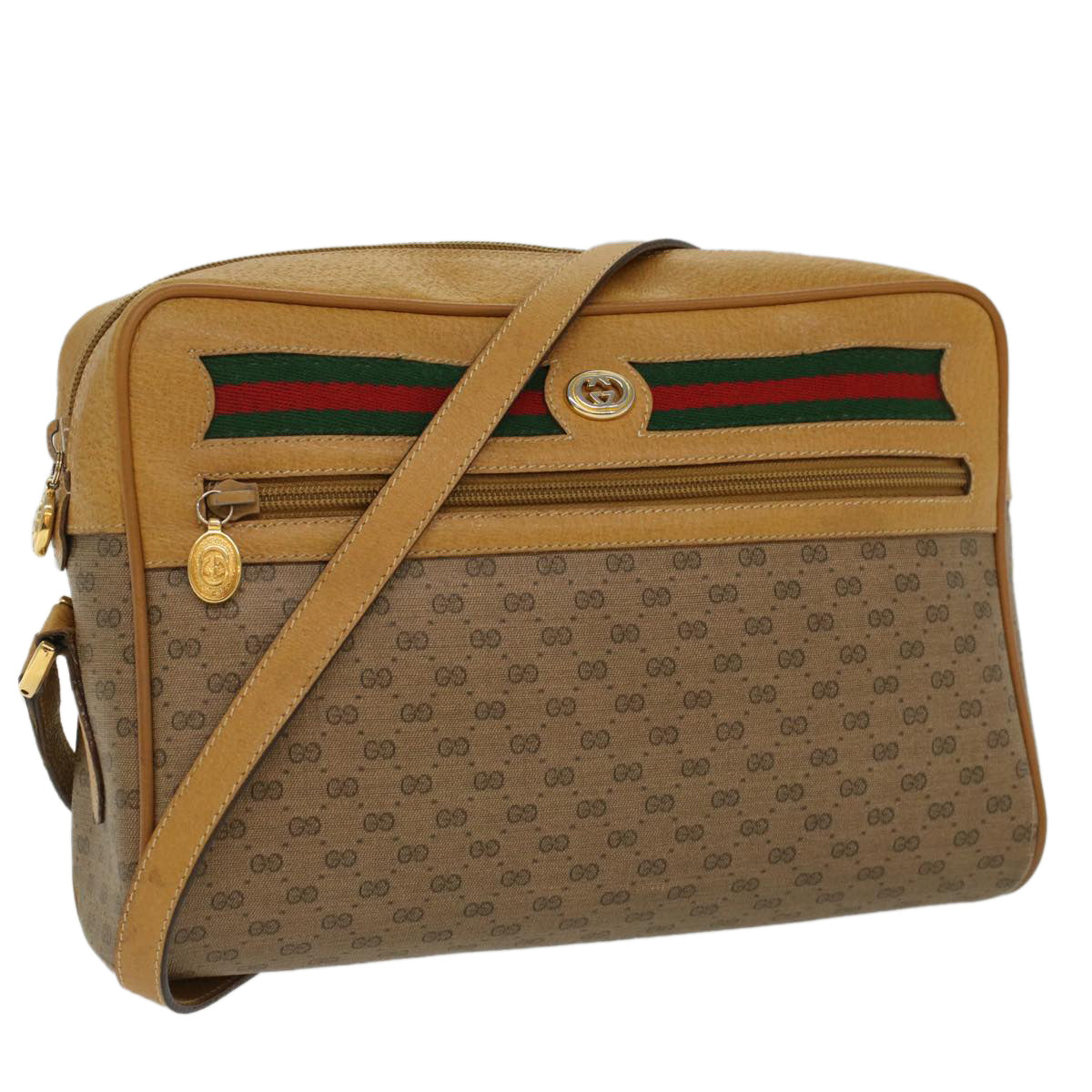 GUCCI Micro GG Canvas Web Sherry Line Shoulder Bag Beige 56.02.088 yk8307