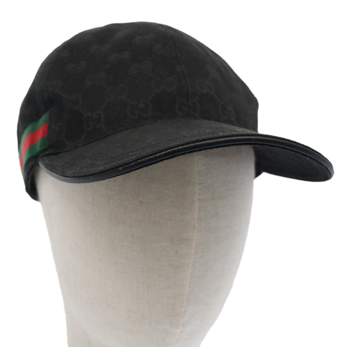 GUCCI GG Canvas Web Sherry Line Cap XL Black Red Green 200035 yk8309