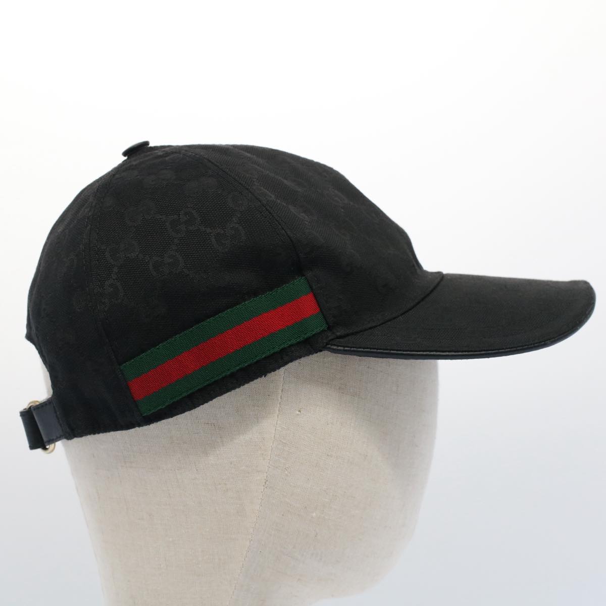 GUCCI GG Canvas Web Sherry Line Cap XL Black Red Green 200035 yk8309