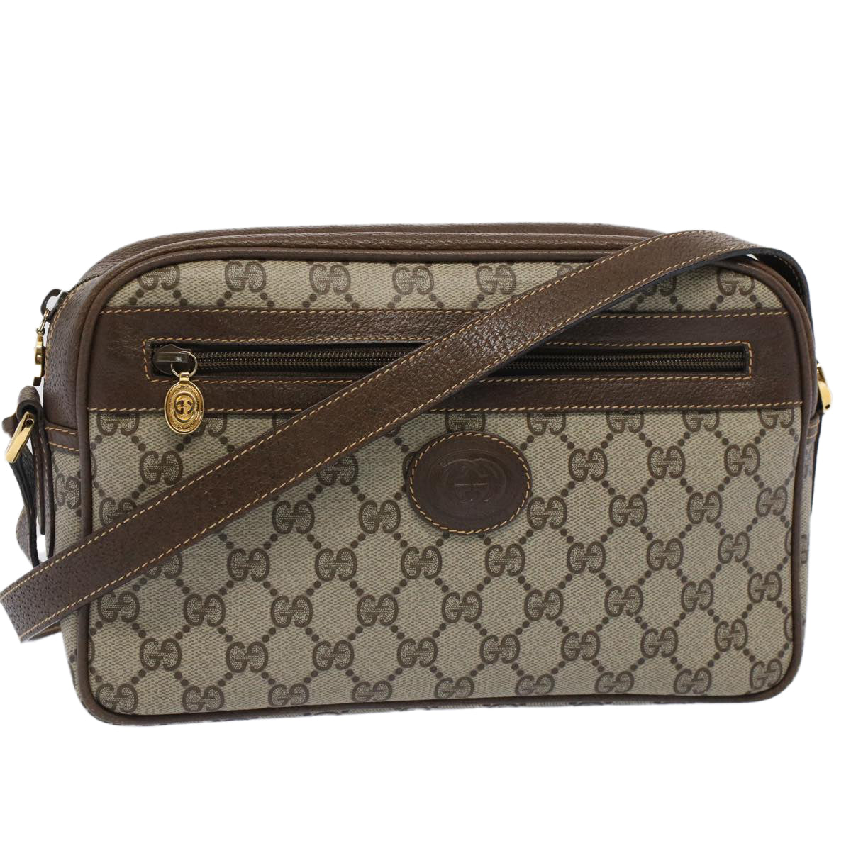 GUCCI GG Canvas Shoulder Bag PVC Leather Beige 001.56.0942 yk8312