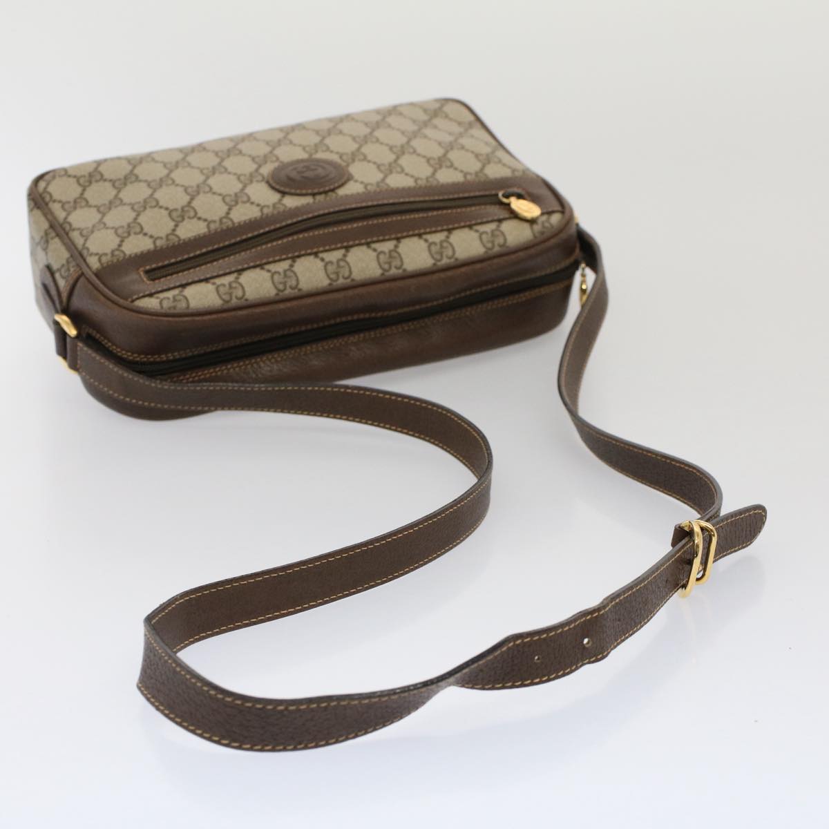 GUCCI GG Canvas Shoulder Bag PVC Leather Beige 001.56.0942 yk8312