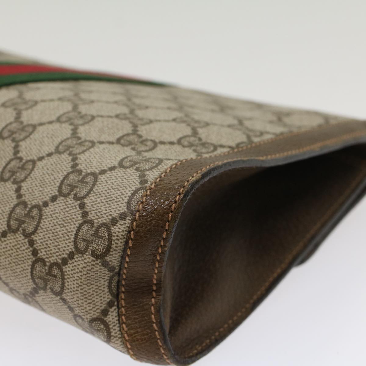 GUCCI GG Canvas Web Sherry Line Clutch Bag Beige Red 67.014.3087 yk8319