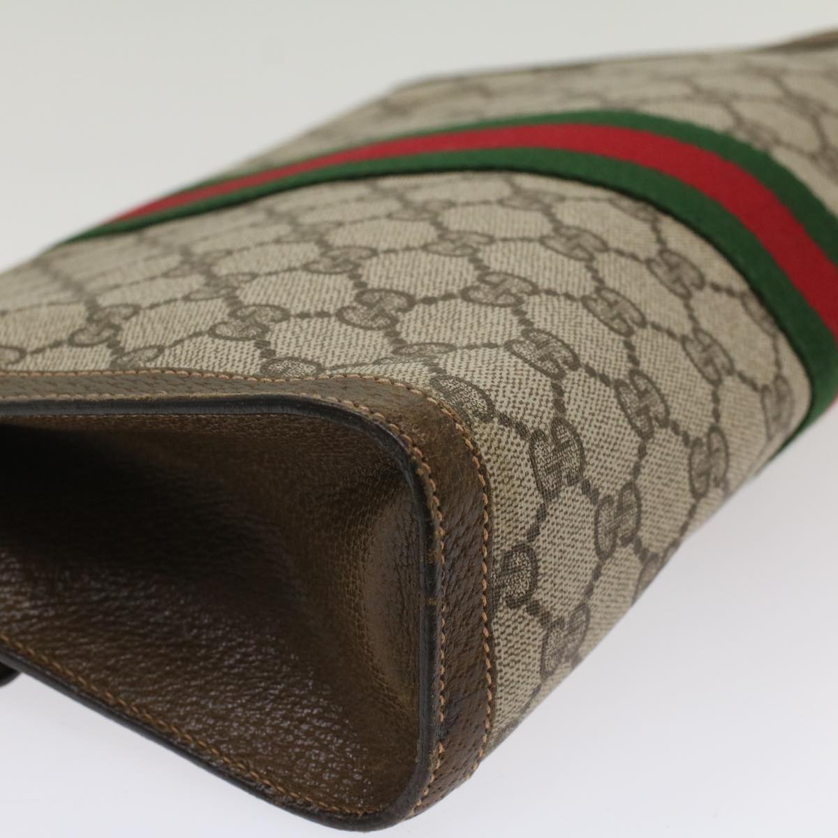 GUCCI GG Canvas Web Sherry Line Clutch Bag Beige Red 67.014.3087 yk8319