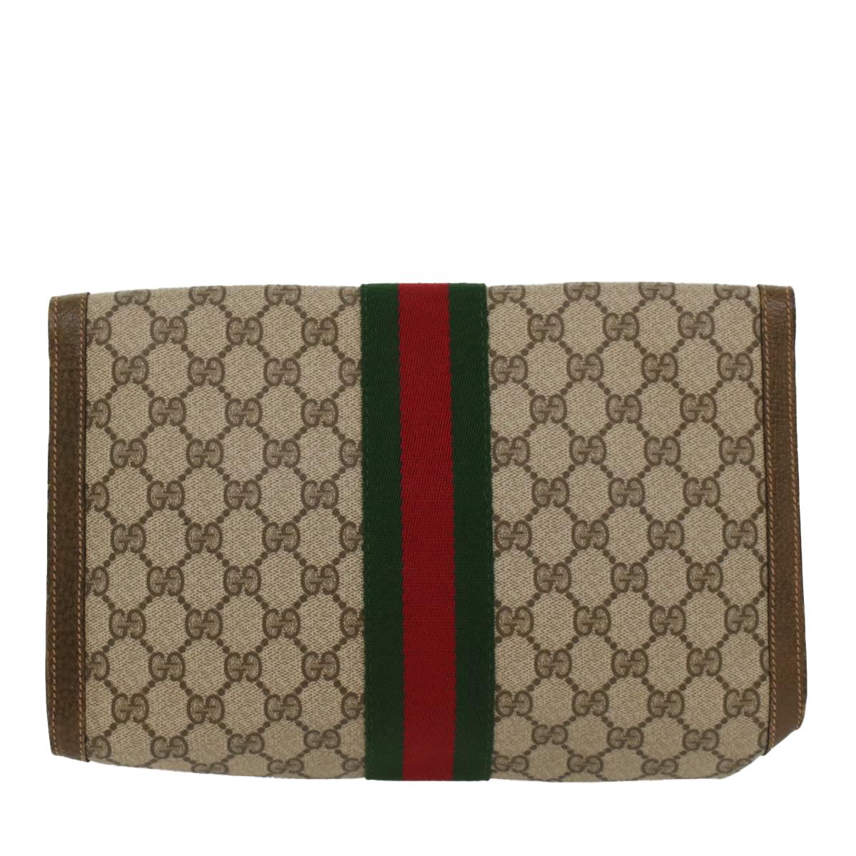 GUCCI GG Canvas Web Sherry Line Clutch Bag Beige Red 67.014.3087 yk8319