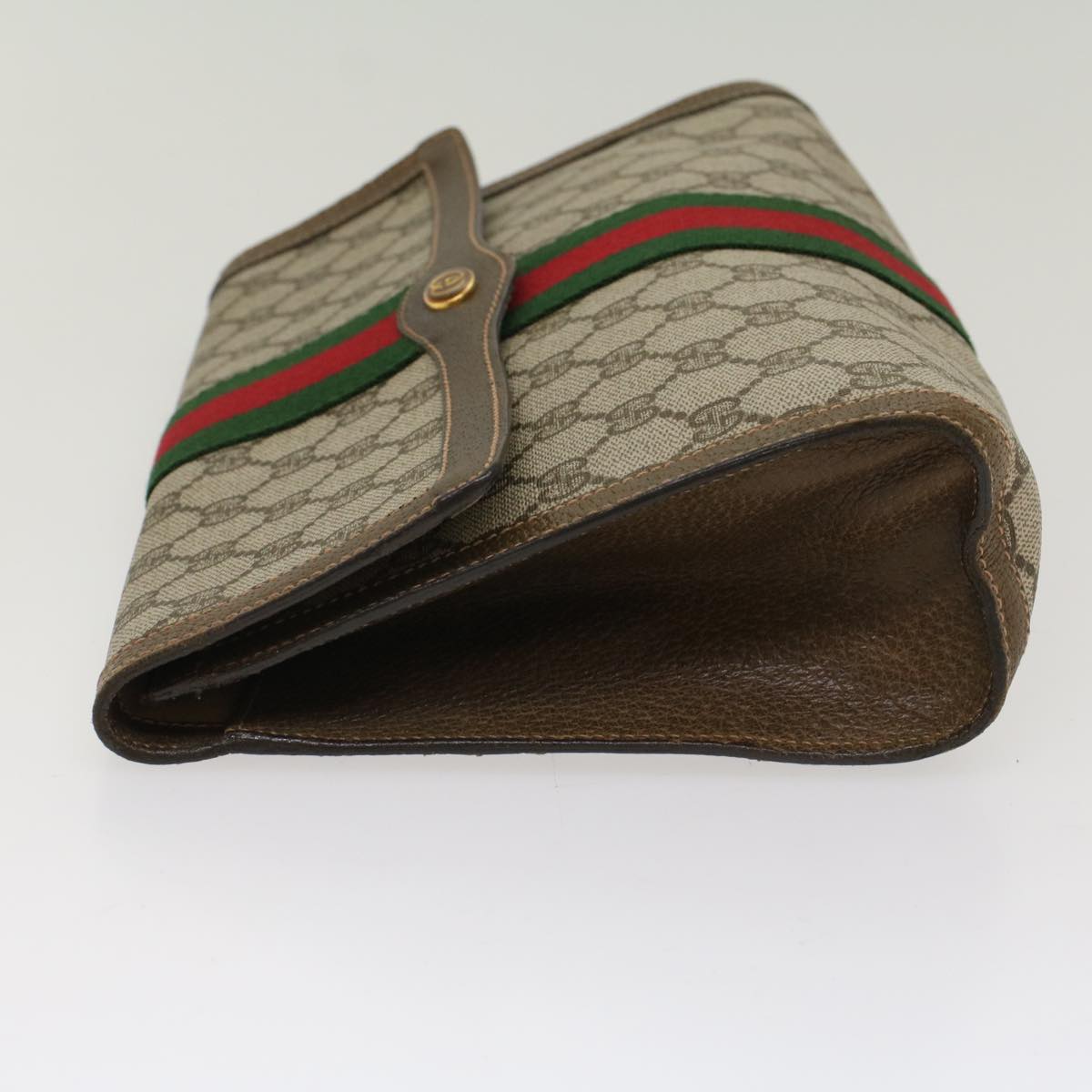 GUCCI GG Canvas Web Sherry Line Clutch Bag Beige Red 67.014.3087 yk8319