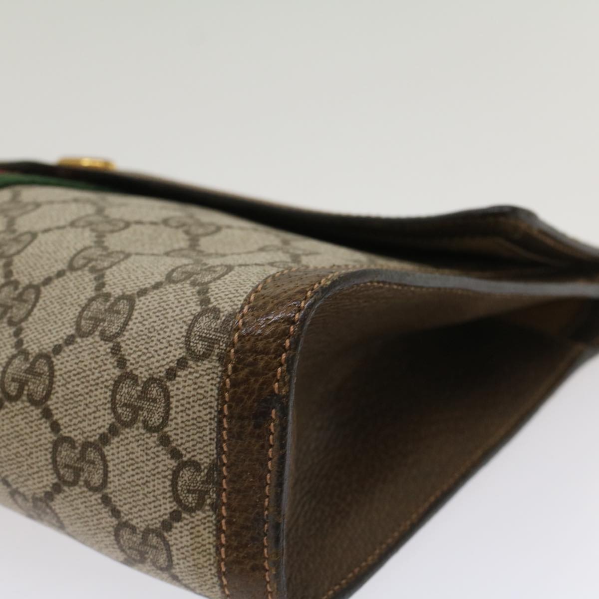 GUCCI GG Canvas Web Sherry Line Clutch Bag Beige Red 67.014.3087 yk8319