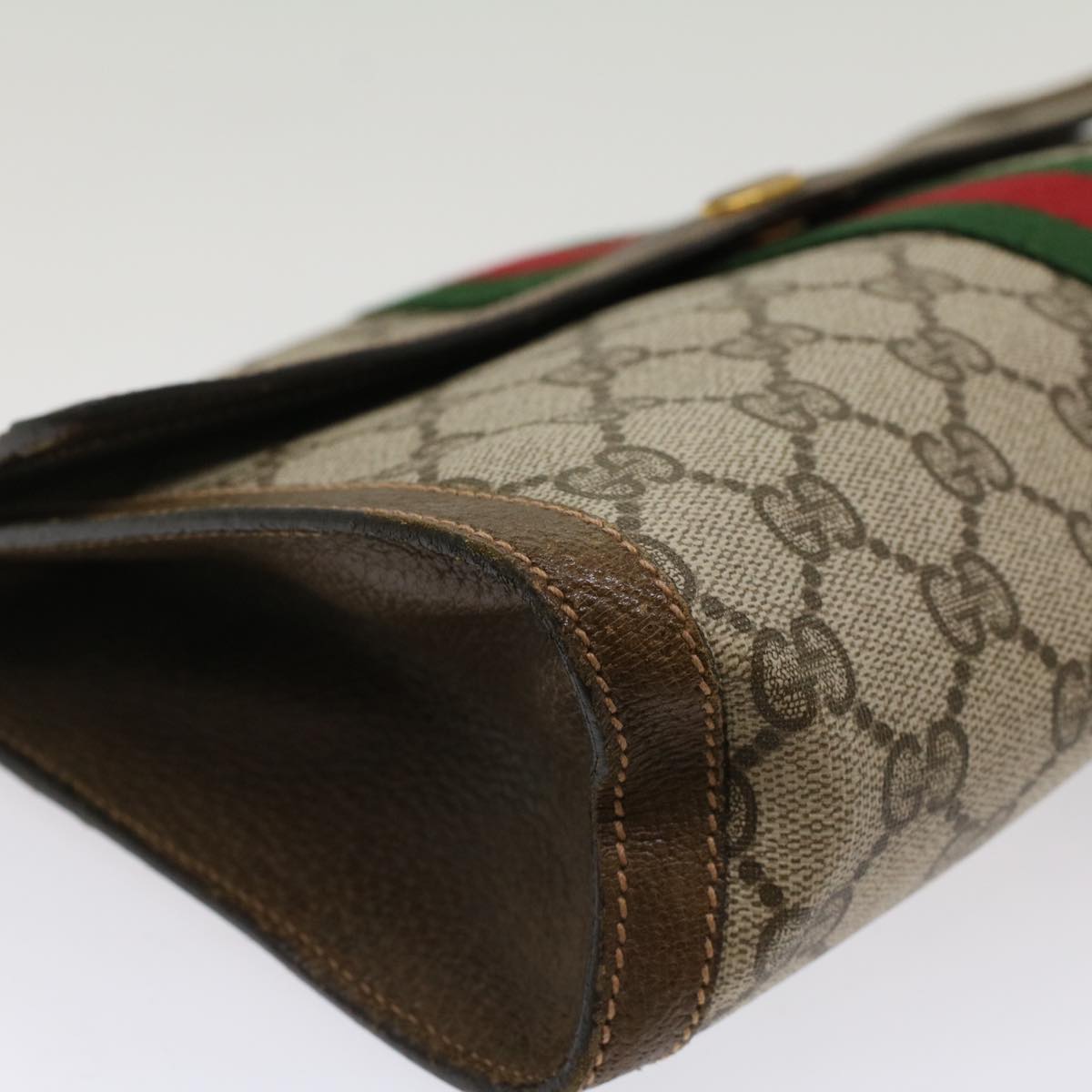 GUCCI GG Canvas Web Sherry Line Clutch Bag Beige Red 67.014.3087 yk8319