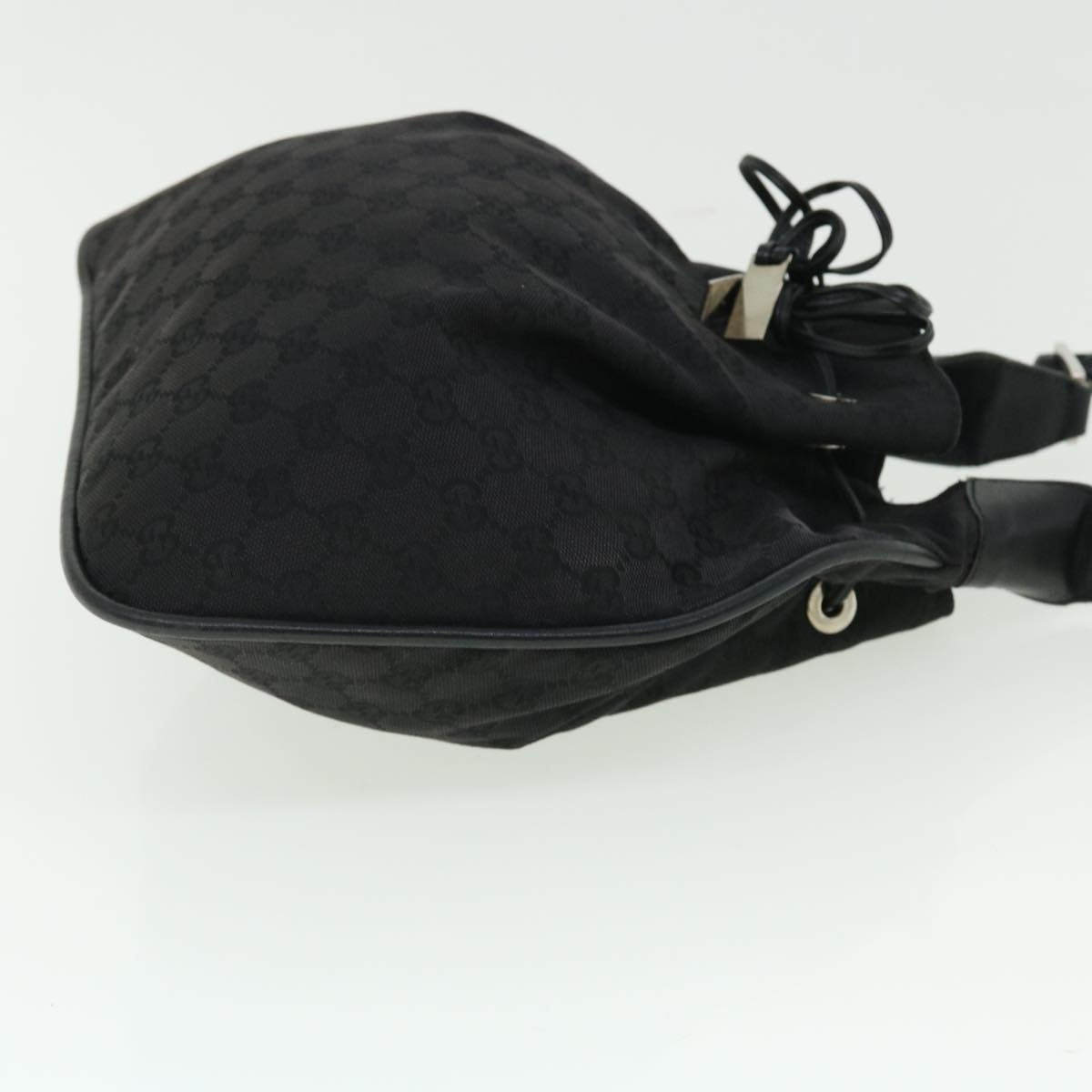 GUCCI GG Canvas Bamboo Shoulder Bag Black 001.4033 yk8328