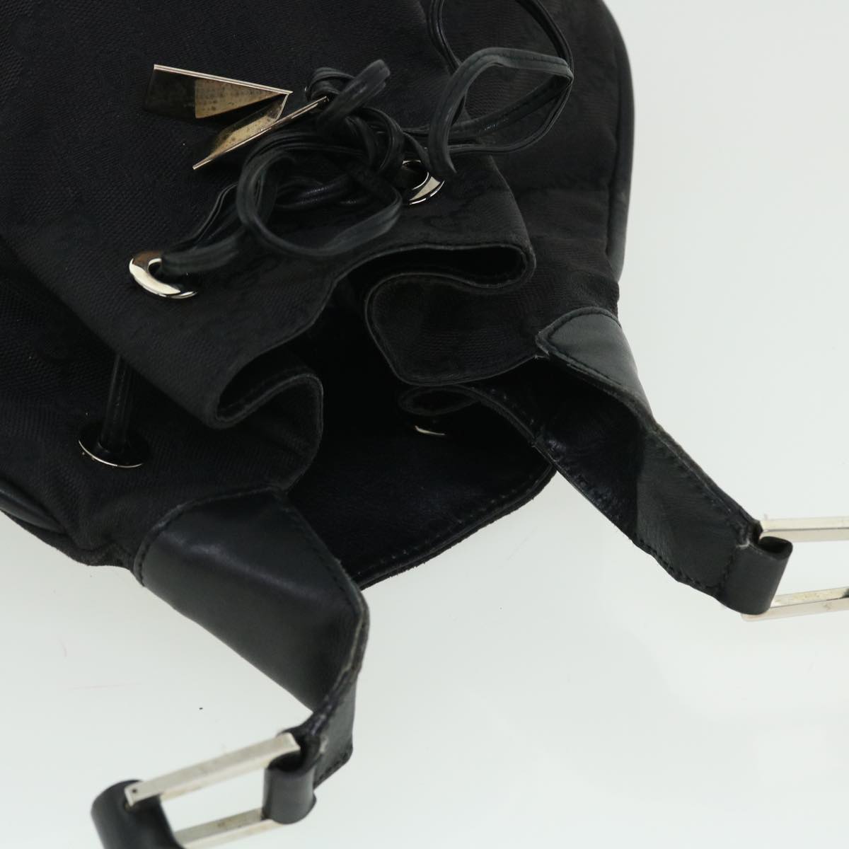 GUCCI GG Canvas Bamboo Shoulder Bag Black 001.4033 yk8328