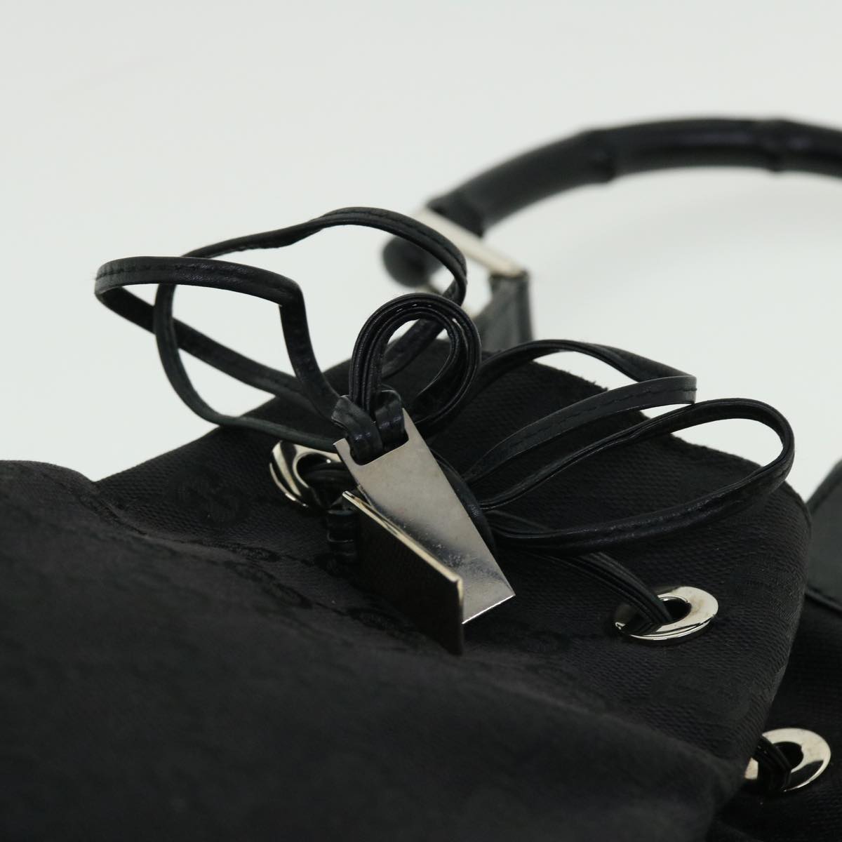 GUCCI GG Canvas Bamboo Shoulder Bag Black 001.4033 yk8328