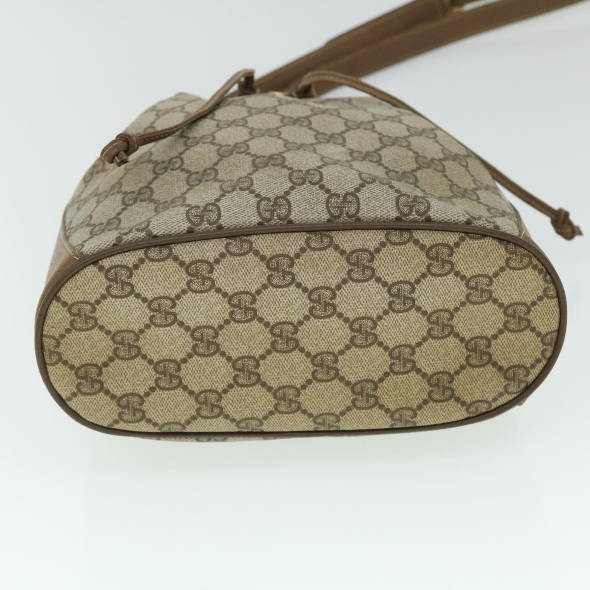 GUCCI GG Canvas Web Sherry Line Shoulder Bag PVC Leather Beige Red yk8336