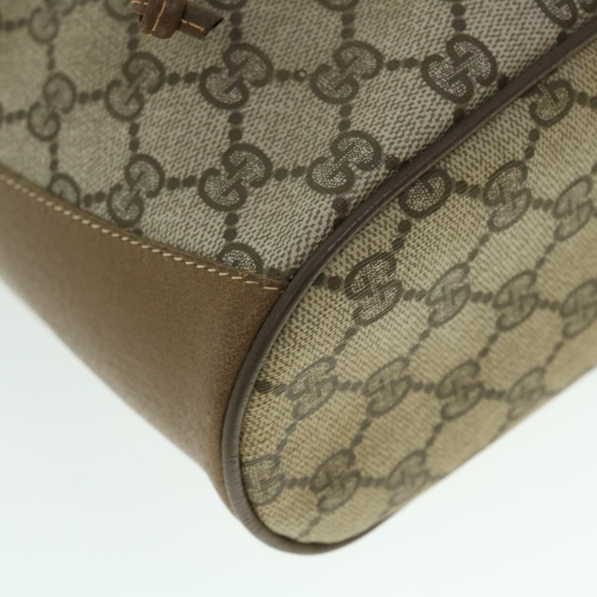 GUCCI GG Canvas Web Sherry Line Shoulder Bag PVC Leather Beige Red yk8336