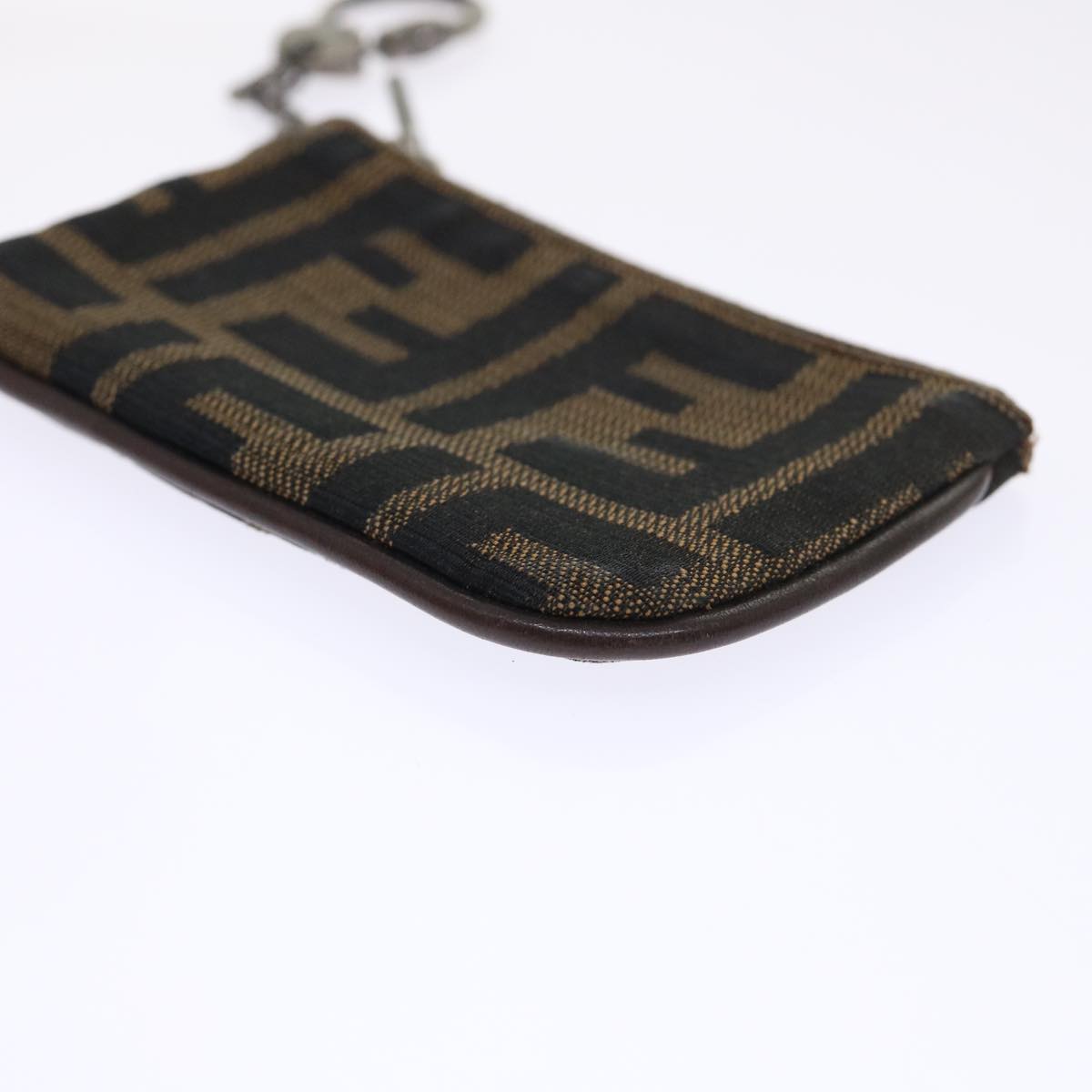 FENDI Zucca Canvas Coin Purse Black Brown yk8340