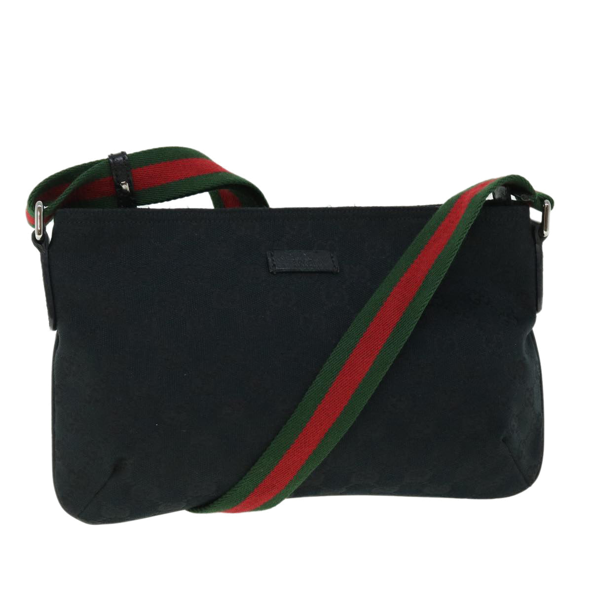 GUCCI GG Canvas Web Sherry Line Shoulder Bag Black Red Green 189749 yk8345