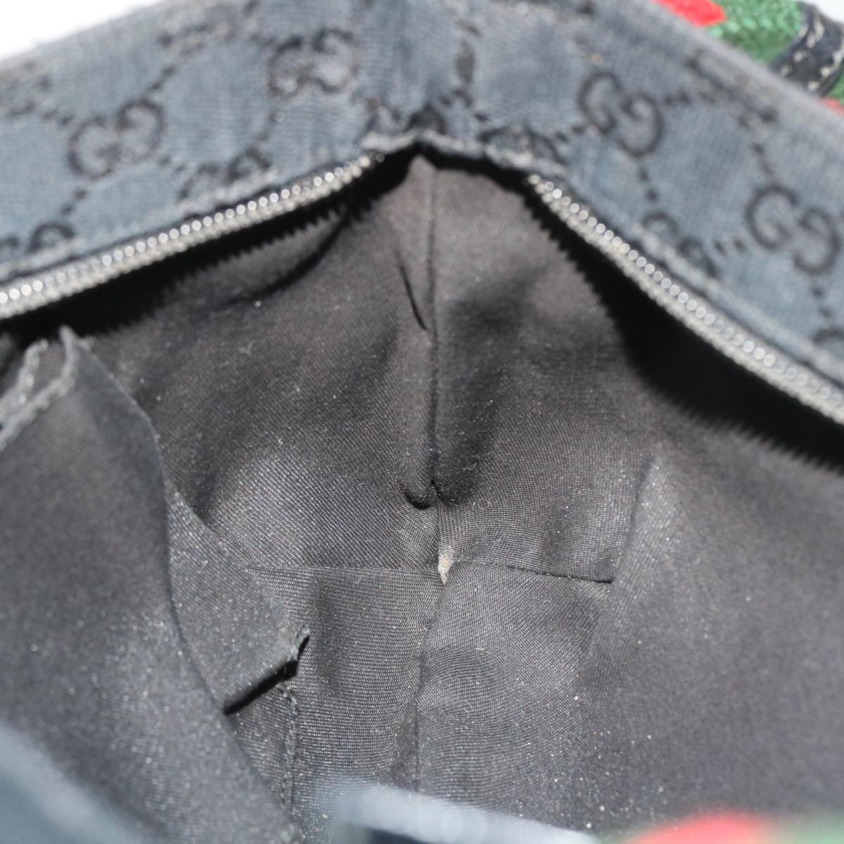 GUCCI GG Canvas Web Sherry Line Shoulder Bag Black Red Green 189749 yk8345