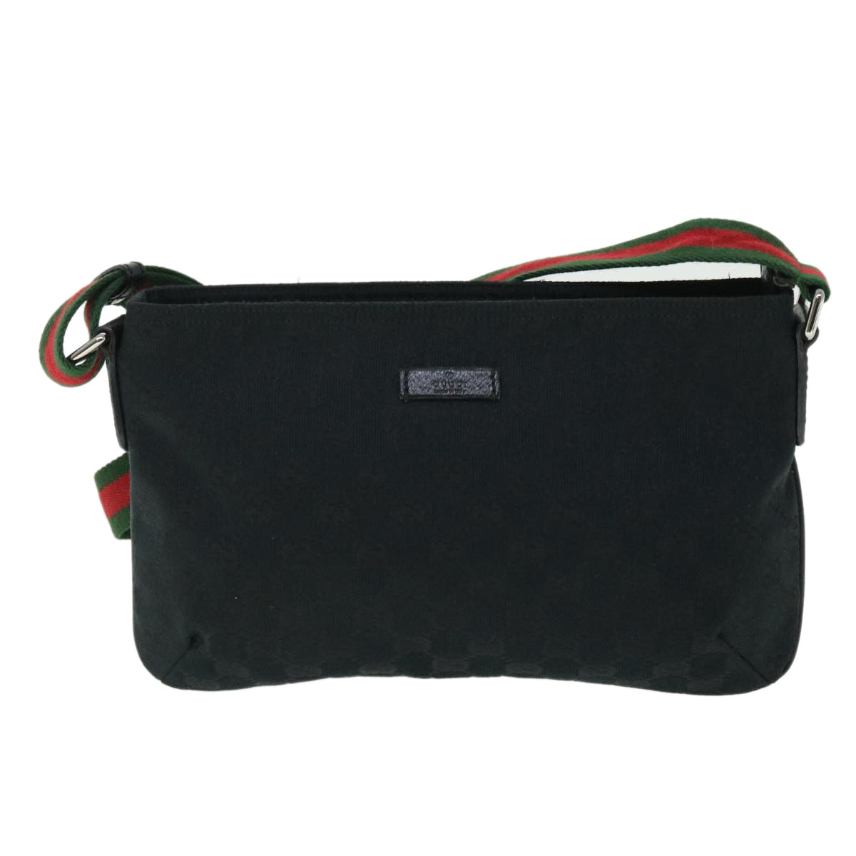 GUCCI GG Canvas Web Sherry Line Shoulder Bag Black Red Green 189749 yk8345