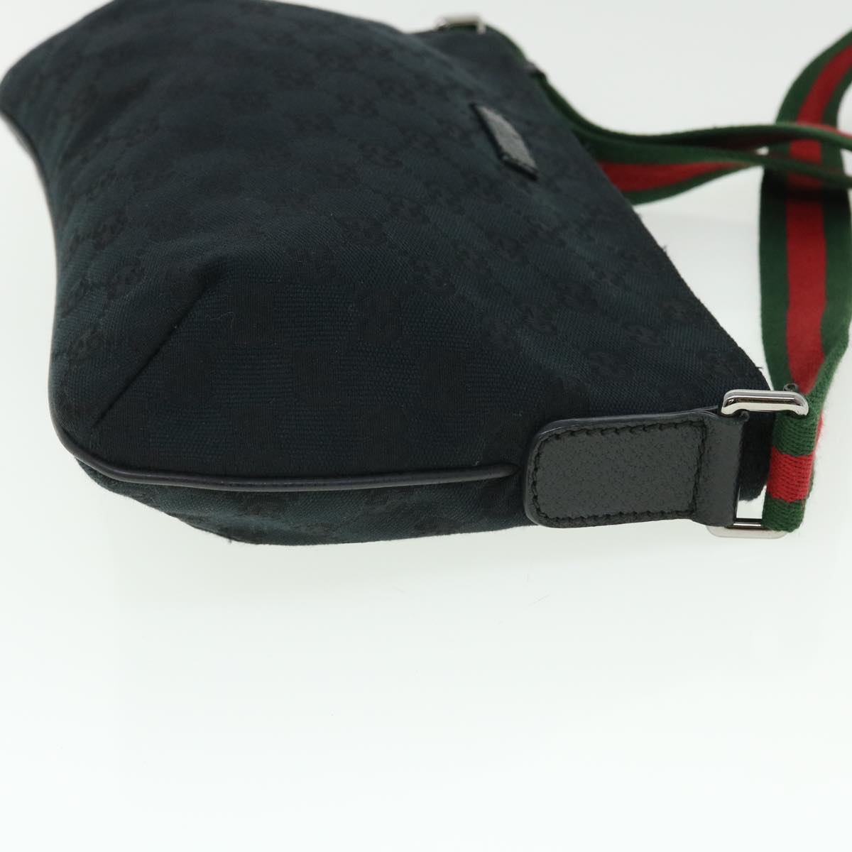 GUCCI GG Canvas Web Sherry Line Shoulder Bag Black Red Green 189749 yk8345