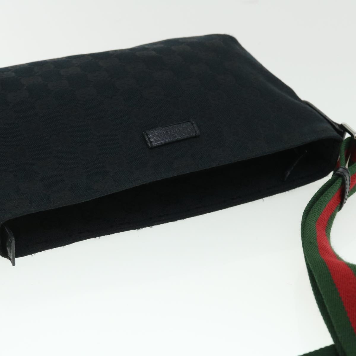 GUCCI GG Canvas Web Sherry Line Shoulder Bag Black Red Green 189749 yk8345