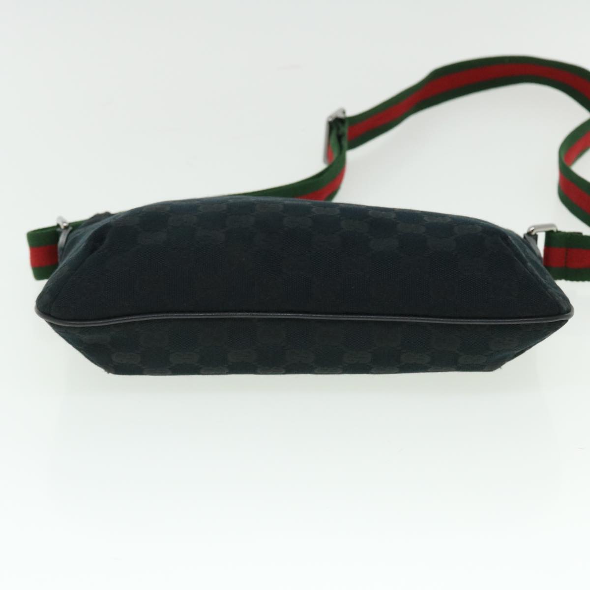 GUCCI GG Canvas Web Sherry Line Shoulder Bag Black Red Green 189749 yk8345
