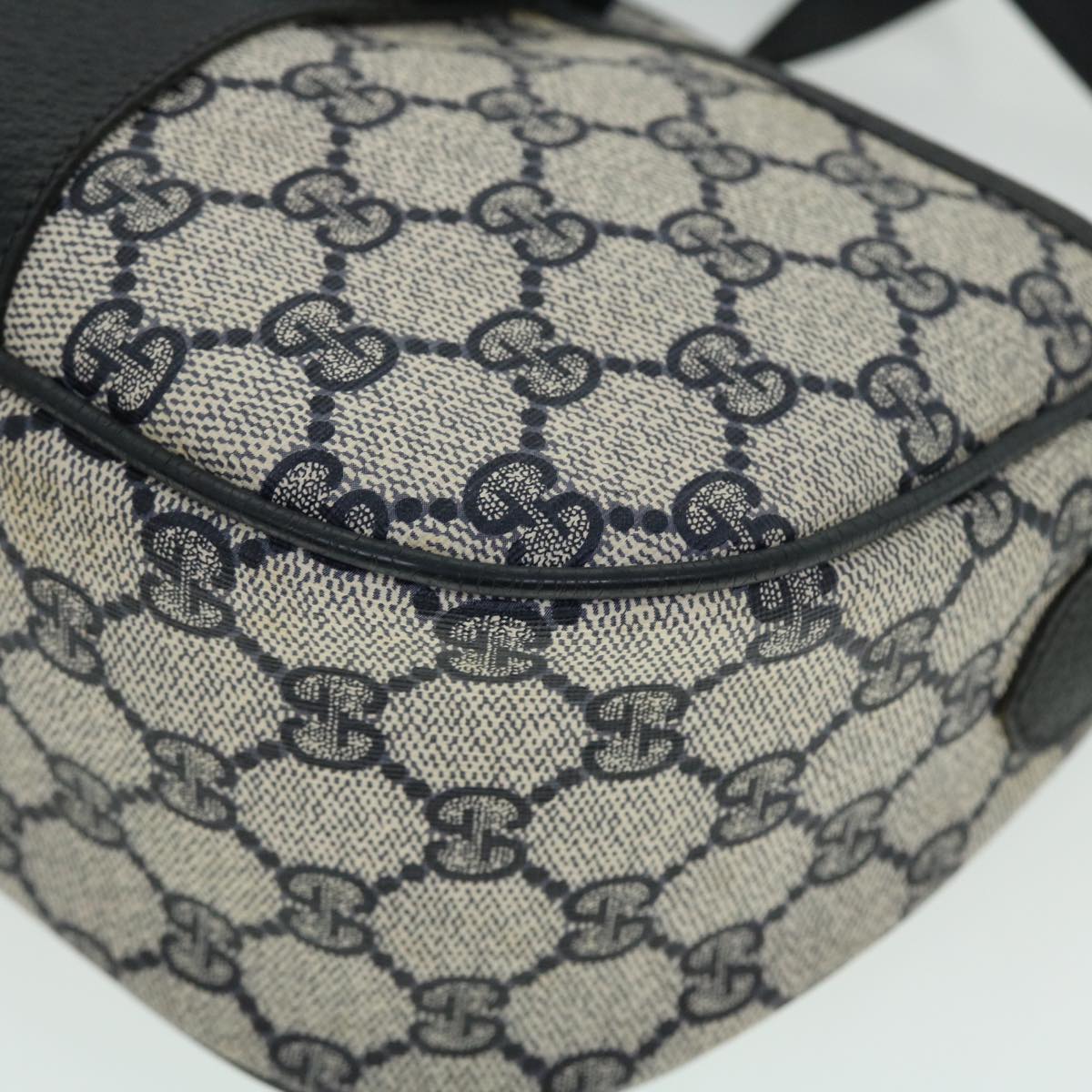 GUCCI GG Canvas Sherry Line Shoulder Bag Gray Red Navy 89.02.032 yk8362