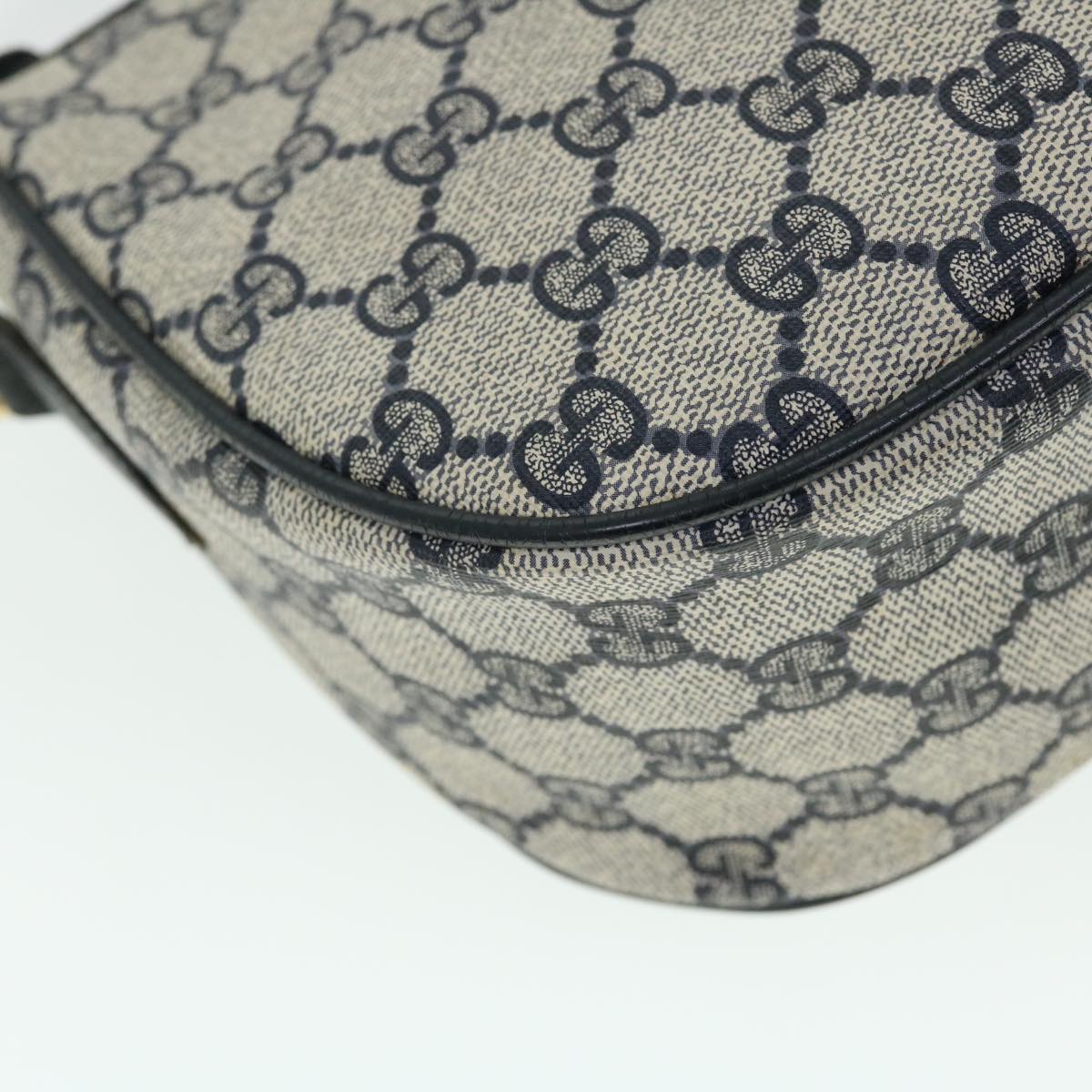 GUCCI GG Canvas Sherry Line Shoulder Bag Gray Red Navy 89.02.032 yk8362