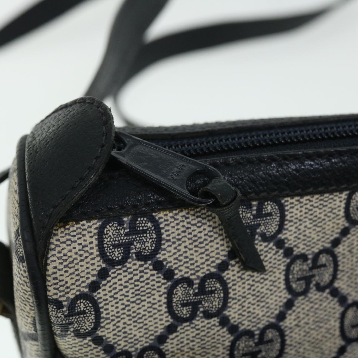 GUCCI GG Canvas Sherry Line Shoulder Bag Gray Red Navy 89.02.032 yk8362
