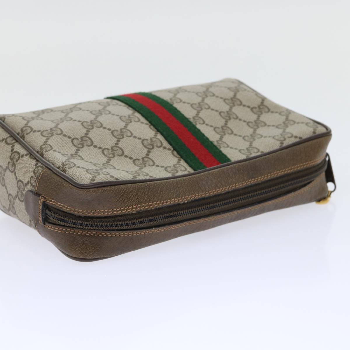GUCCI GG Canvas Web Sherry Line Clutch Bag Beige Red 63 01 012 yk8363B