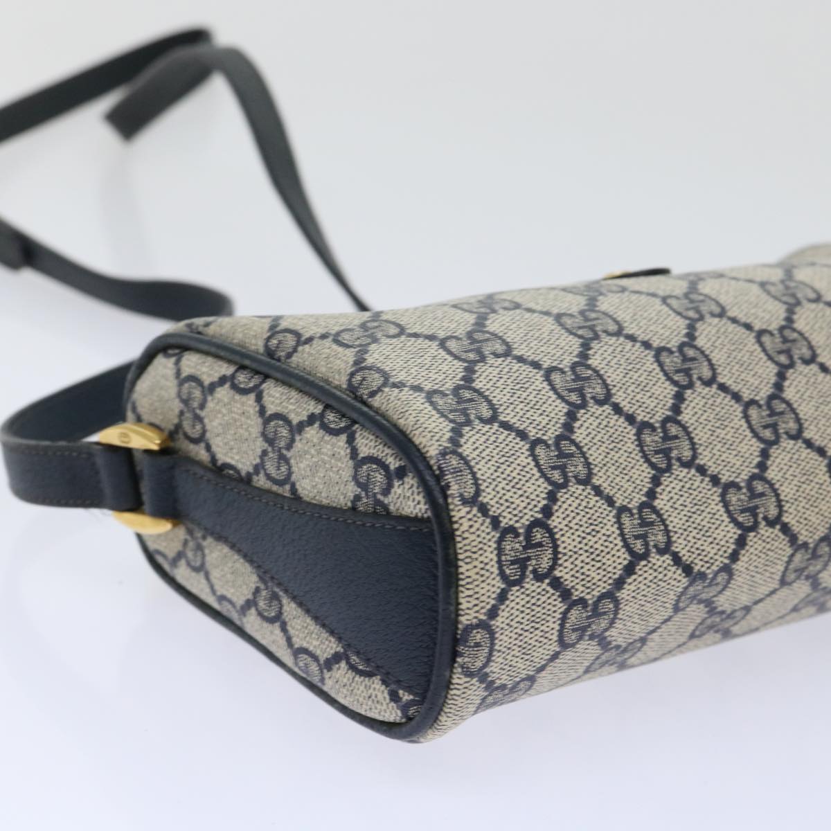 GUCCI GG Canvas Sherry Line Shoulder Bag Gray Red Navy 89 02 018 yk8374B