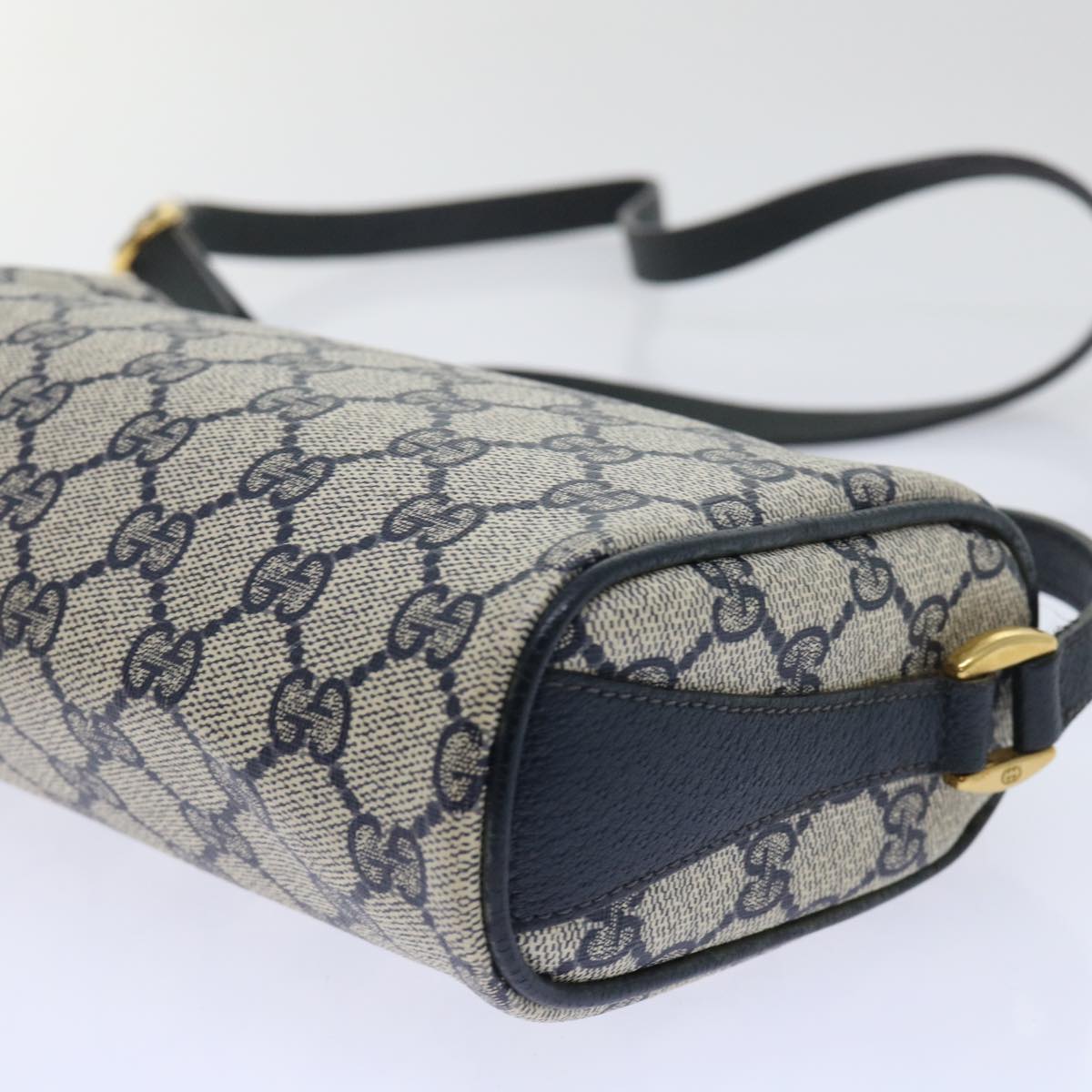 GUCCI GG Canvas Sherry Line Shoulder Bag Gray Red Navy 89 02 018 yk8374B