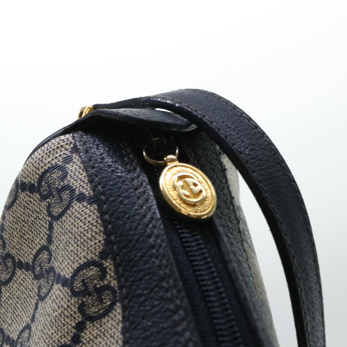 GUCCI GG Canvas Sherry Line Shoulder Bag Gray Red Navy 89 02 018 yk8374B