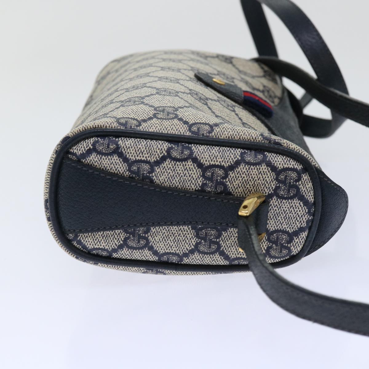 GUCCI GG Canvas Sherry Line Shoulder Bag Gray Red Navy 89 02 018 yk8374B