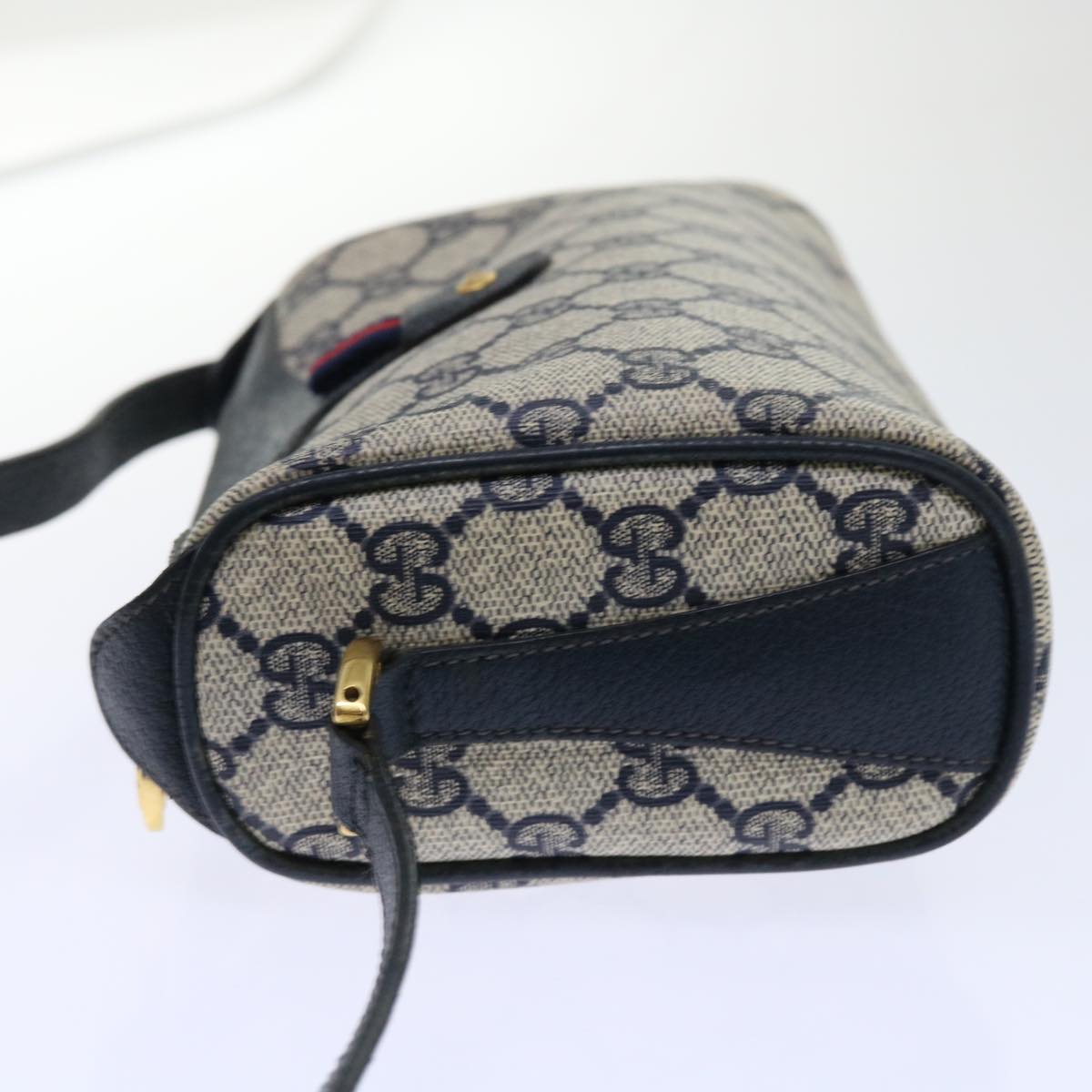 GUCCI GG Canvas Sherry Line Shoulder Bag Gray Red Navy 89 02 018 yk8374B