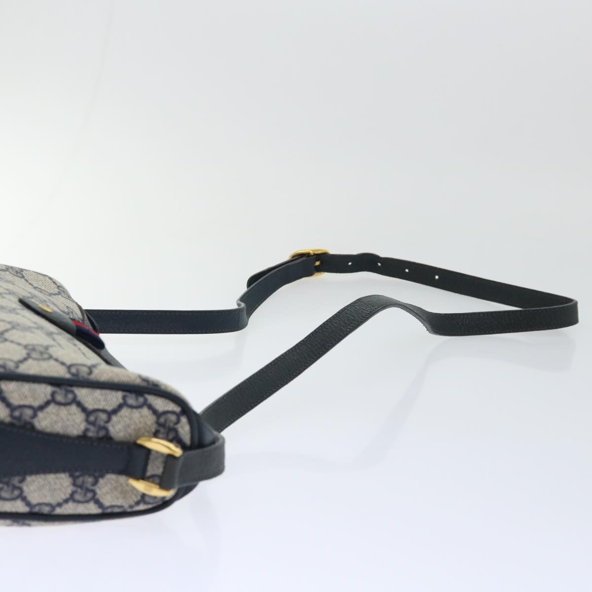 GUCCI GG Canvas Sherry Line Shoulder Bag Gray Red Navy 89 02 018 yk8374B