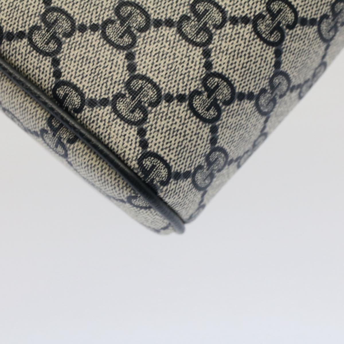 GUCCI GG Canvas Sherry Line Clutch Bag Gray Red Navy 010.378... yk8375B