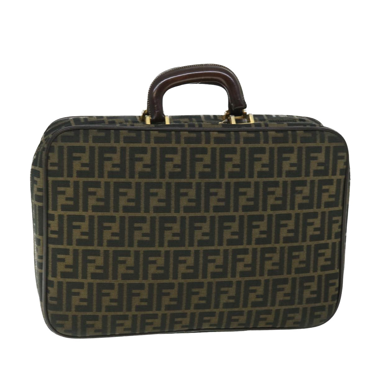 FENDI Zucca Canvas Hand Bag Black Brown yk8377B