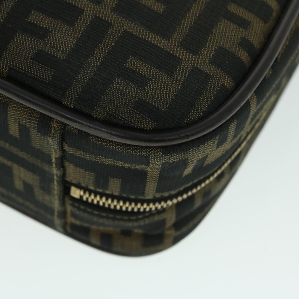 FENDI Zucca Canvas Hand Bag Black Brown yk8377B