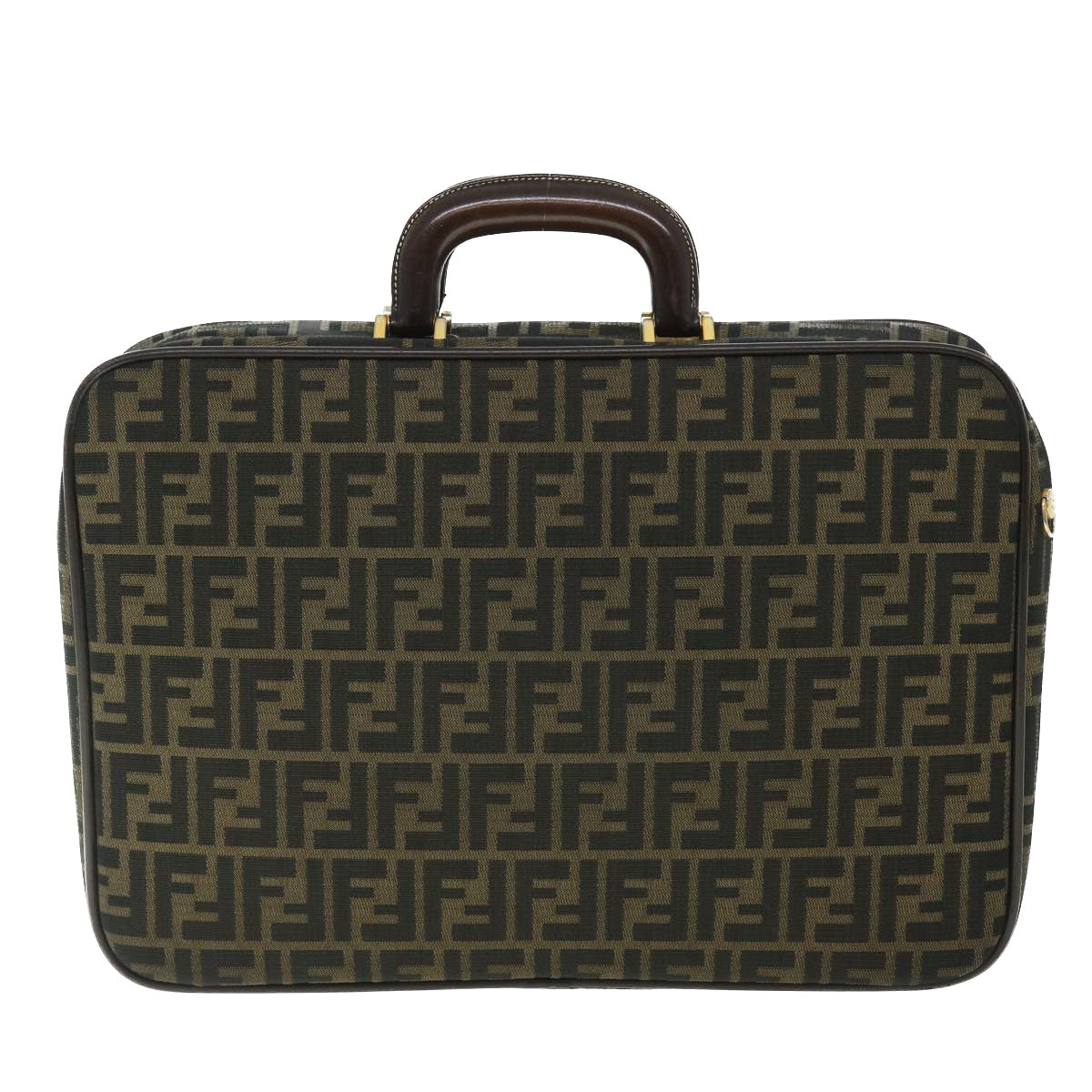 FENDI Zucca Canvas Hand Bag Black Brown yk8377B