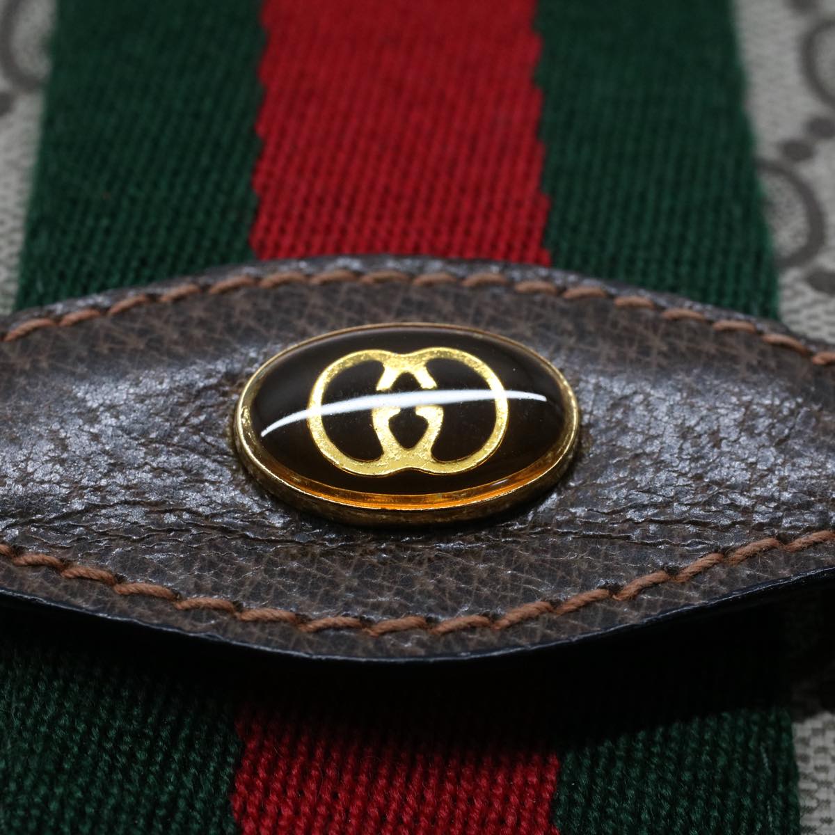 GUCCI GG Canvas Web Sherry Line Clutch Bag Beige Red 89.01.007 yk8389B