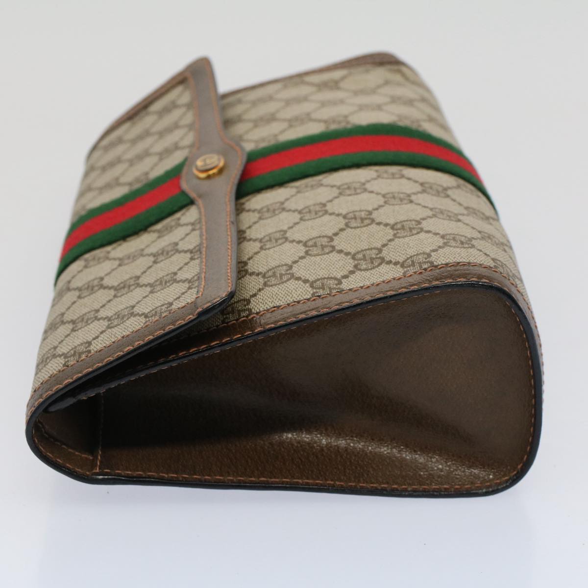 GUCCI GG Canvas Web Sherry Line Clutch Bag Beige Red 89.01.007 yk8389B