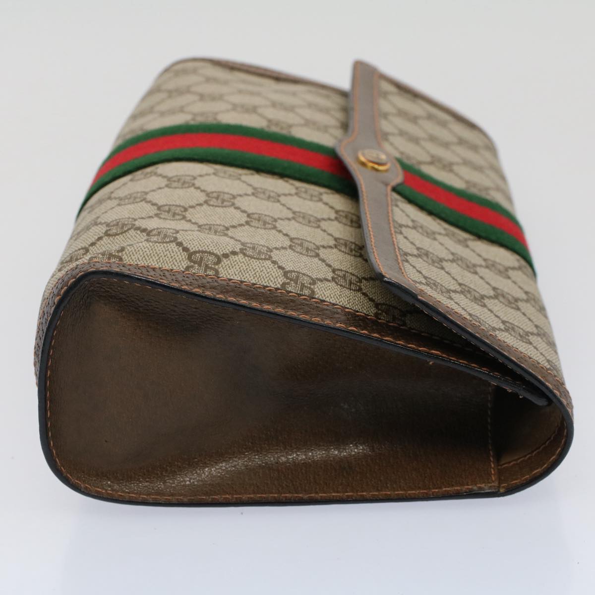 GUCCI GG Canvas Web Sherry Line Clutch Bag Beige Red 89.01.007 yk8389B