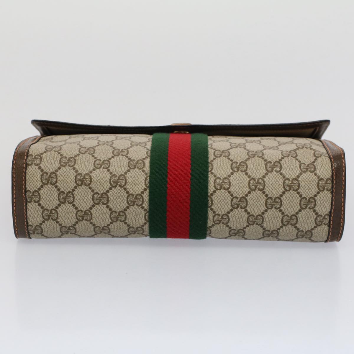 GUCCI GG Canvas Web Sherry Line Clutch Bag Beige Red 89.01.007 yk8389B
