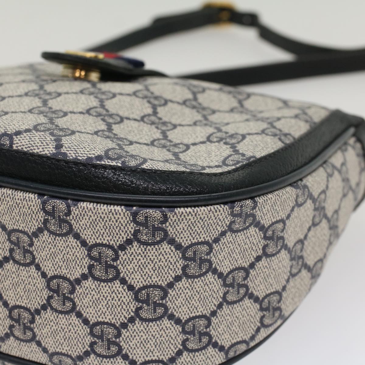 GUCCI GG Canvas Sherry Line Shoulder Bag Gray Red Navy 10 02 056 yk8393B