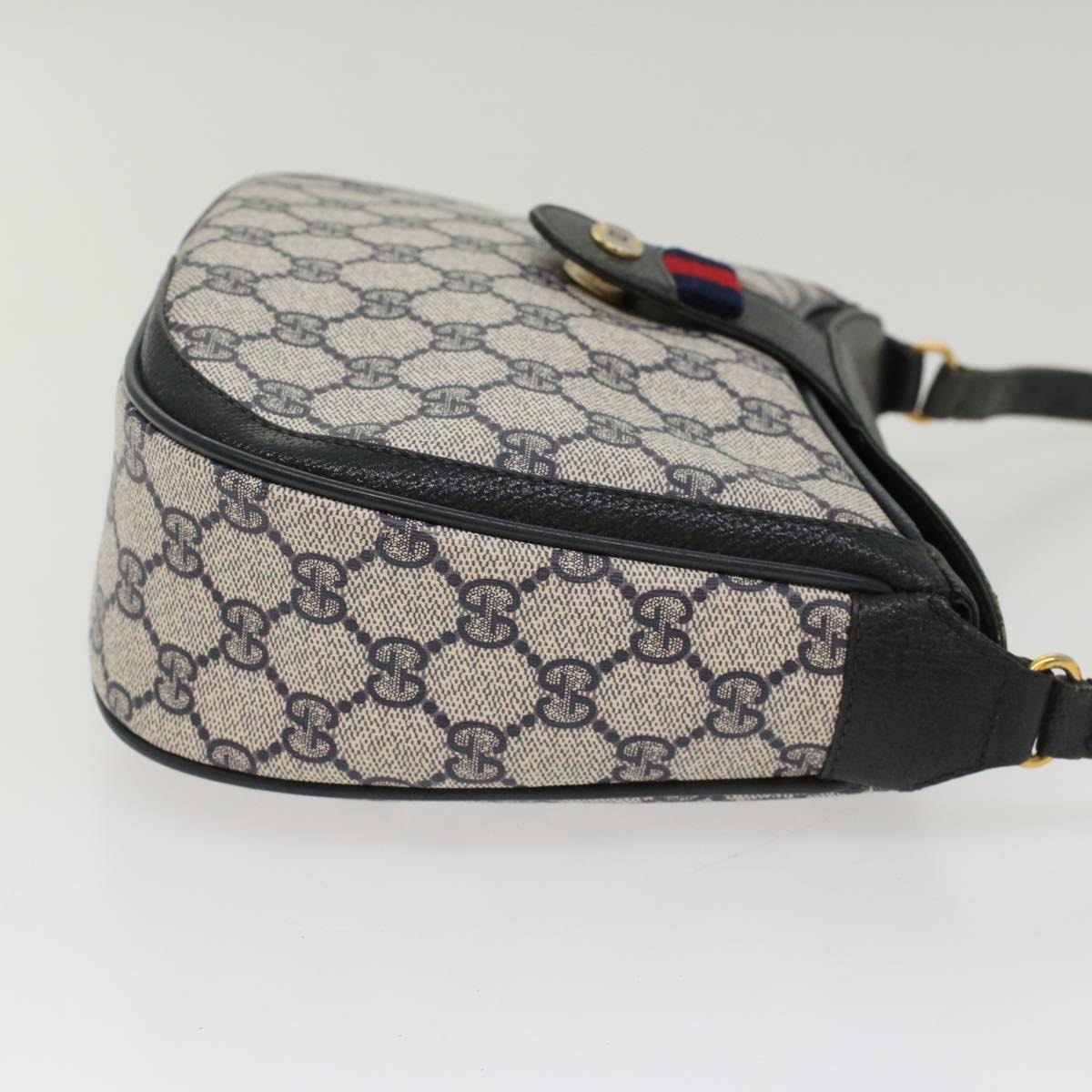GUCCI GG Canvas Sherry Line Shoulder Bag Gray Red Navy 10 02 056 yk8393B