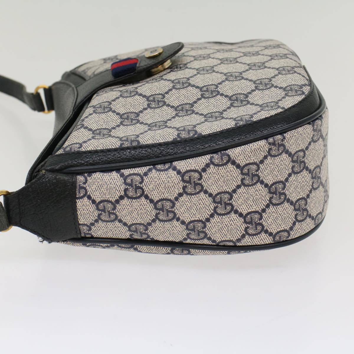 GUCCI GG Canvas Sherry Line Shoulder Bag Gray Red Navy 10 02 056 yk8393B