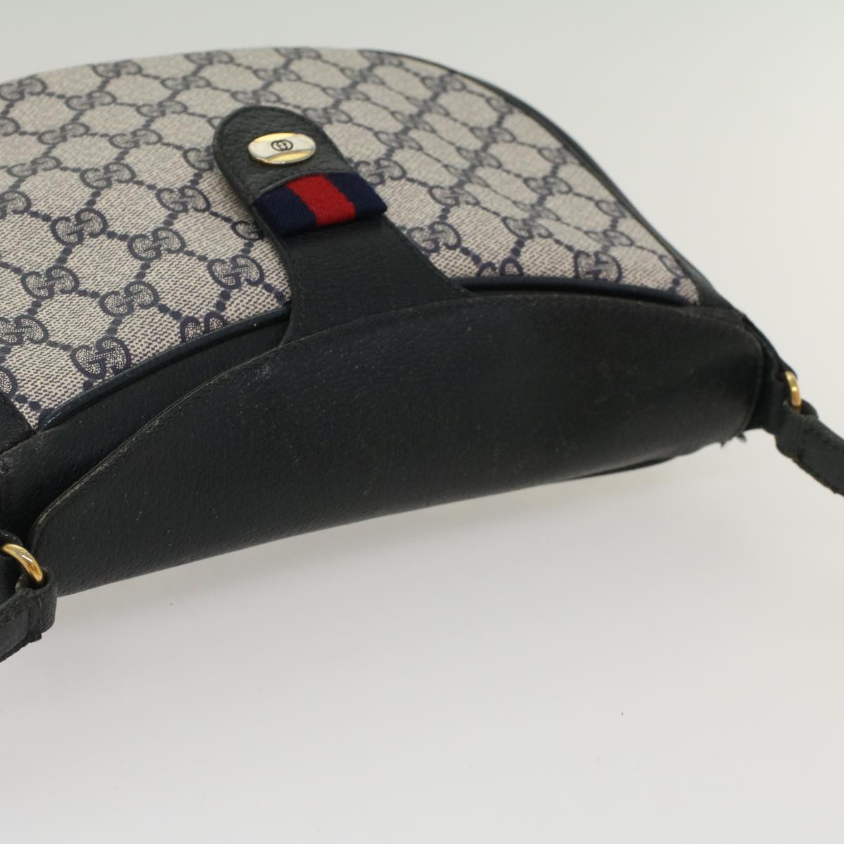 GUCCI GG Canvas Sherry Line Shoulder Bag Gray Red Navy 10 02 056 yk8393B