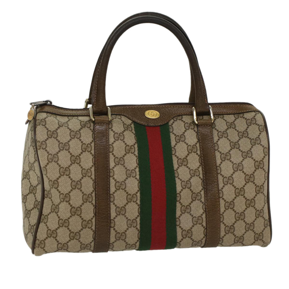 GUCCI GG Canvas Web Sherry Line Boston Bag Beige Red 20 012 3842 yk8394B