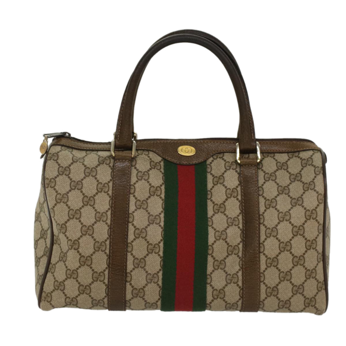 GUCCI GG Canvas Web Sherry Line Boston Bag Beige Red 20 012 3842 yk8394B