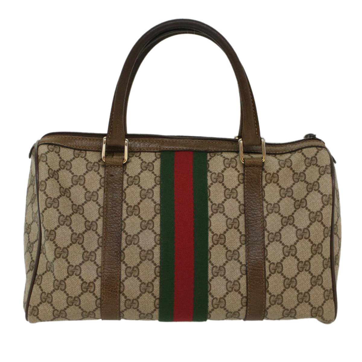 GUCCI GG Canvas Web Sherry Line Boston Bag Beige Red 20 012 3842 yk8394B