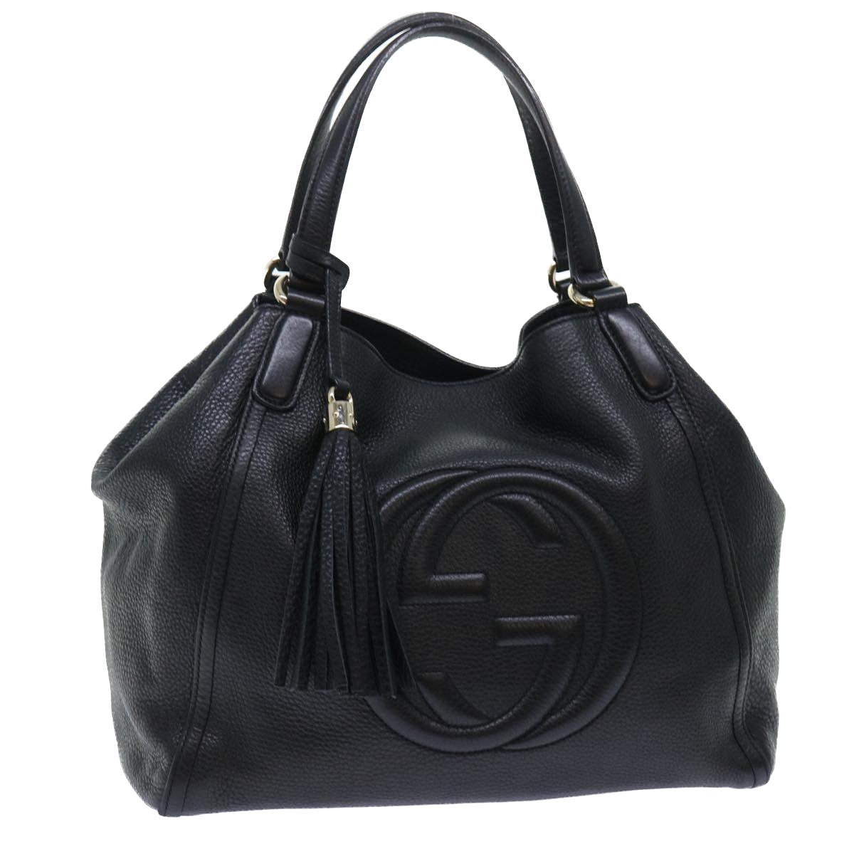 GUCCI Soho Shoulder Bag Leather Black 282309 yk8405