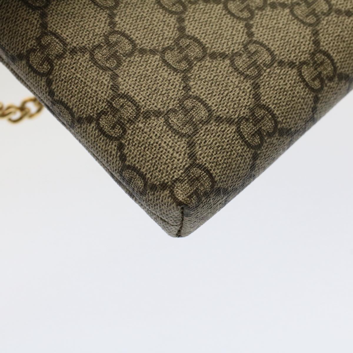 GUCCI GG Canvas Chain Accessory Pouch PVC Leather Beige 428449 yk8408
